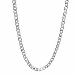 fdsmall Kubanische Link Kette Halskette 3mm Edelstahl Miami Silber Seil Kette Halskette Hip-Hop,Cool Stil Schmuck für Männer und Jungen (Kettenbreite 3mm, Länge 55cm) von fdsmall