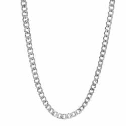 fdsmall Kubanische Link Kette Halskette 3mm Edelstahl Miami Silber Seil Kette Halskette Hip-Hop,Cool Stil Schmuck für Männer und Jungen (Kettenbreite 3mm, Länge 60cm) von fdsmall