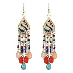 fdsmall Ohrringe Faux Feder Ohrringe Bohemian Fringe Tassel Long Drop Dangle Earrings Jewelry Long Vintage Dangle Earrings for Women's (Farbe 02) von fdsmall