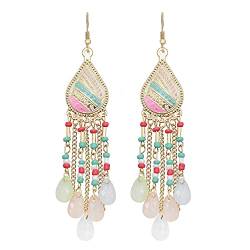 fdsmall Ohrringe Faux Feder Ohrringe Bohemian Fringe Tassel Long Drop Dangle Earrings Jewelry Long Vintage Dangle Earrings for Women's (weiß 02) von fdsmall