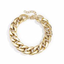 fdsmall Punk Chunky Gold Chain Necklace 18k Gold Chain Hip-Hop & Cool Style Thick Gold Chain Necklace für Frauen Männer und Mädchen (Gold) von fdsmall