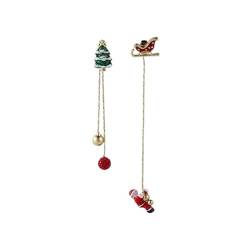 fdsmall Santa Claus Threader Tassel Earrings for Women Girls Red Crystal Cubic Zriconia Sock Christmas Hat Dangle Drop Christmas Tree Earring Studs Cute Christmas Xmas Party Gifts (02) von fdsmall