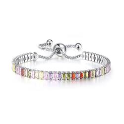 fdsmall Tennis Armbänder für Frauen 14K Gold überzogen AAA+ Cubic Zirkonia CZ Diamant Klassische Verstellbare Schieber Armband Modeschmuck Hochzeitsgeschenk (Farbe) von fdsmall