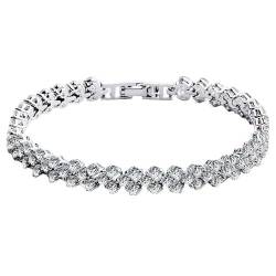 fdsmall Tennis Armbänder für Frauen Cubic Zirkonia Classic Tennis Armband Glänzender Kristall zierliche Armreif Modeschmuck Hochzeit Geburtstag Weihnachtsgeschenke von fdsmall