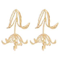 fdsmall Übertriebene Ohrringe für Frauen Gold Silber überzogene Tulpe Dangle Ohrringe Trendy Big Flower Ohrringe Drop Dangle Hanging Hoop Ohrringe Stud Schmuck für Frauen (Gold) von fdsmall