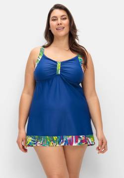 Große Größen: Tankini-Oberteil in leichter A-Linie, mit Kontrastdetails, royalblau, Gr.50D von feel good