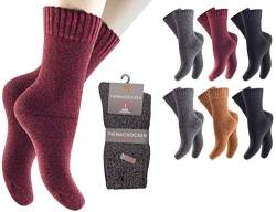 feelzone 6 Paar Damen Thermo Socken Wintersocken mit Vollfrottee & Softbund warm und weich (39-42, rot grau schwarz) von feelzone