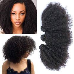 Afro Kinkys Curly Remy Human Hair Weave 3 Bundles Wefts 4B 4C Unprocessed Brazilian Virgin Hair Extensions Natural Color (14 16 18 Inch) von feibin