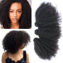 Afro Kinkys Curly Remy Human Hair Weave 3 Bundles Wefts 4B 4C Unprocessed Brazilian Virgin Hair Extensions Natural Color (8 10 12 Inch) von feibin