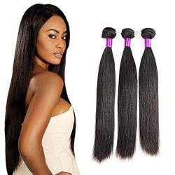 Brazilian Straight Human Hair Virgin Hair Weave 3 Bündel 100% Human Hair Weft Unprocessed Remy Human Hair Extensions Natural Color Bündel für Frauen (14 16 18 inch) von feibin