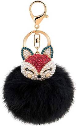 Damen Künstlichen Kaninchenfell Pom Pom Ball Fell Pelz Bommel Schlüsselanhänger Taschenanhänger Schlüssel Taschen Fellanhänger Pelz-Anhänger für Telefon Handtaschen Auto von feifanshop