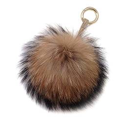 Damen Pom Pom Bommel Anhänger Taschenanhänger Schlüsselanhänger für Handtaschen, Rückspiegel im Auto (Braun) von feifanshop