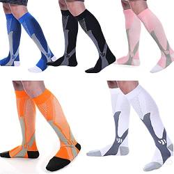 feifanshop 5 Paar Sport-Kompressionsstrümpfe Reisestrümpfe Stütz-Kniestrümpfe Stützstrumpf Kompressionsocken Stützstrümpfe Reisestrümpfe 40-43 von feifanshop