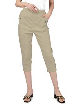 Damen-Caprihose, Dreiviertel-Hose, weich, trendig, Kirschbeere Gr. 44, beige von femiss