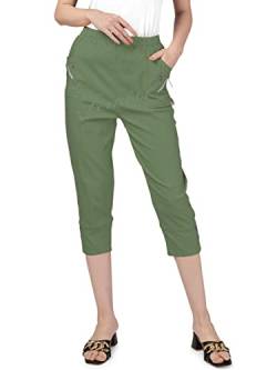 Damen-Caprihose, Dreiviertel-Hose, weich, trendig, Kirschbeere Gr. 44, khaki von femiss