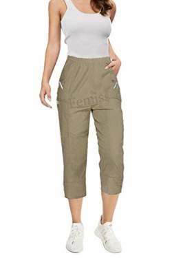 femiss Caprihose für Damen, elastisch, zum Überziehen, 3/4-Hose, weich, Sommer, Dreiviertel-Shorts, Übergröße, mokka, 44 von femiss