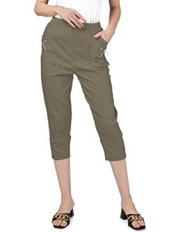 femiss Damen Caprihose Cropped Hose für Frauen UK Dreiviertel Stretch Crop Shorts Weich Elastisch Pull on Sommer 3/4 Plus Size Pants, mokka, 42 von femiss