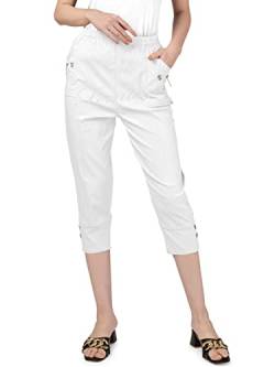 femiss Damen Caprihose Cropped Hose für Frauen UK Dreiviertel Stretch Crop Shorts Weich Elastisch Pull on Sommer 3/4 Plus Size Pants, weiß, 38 von femiss