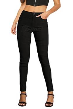 femiss Mädchen Navy Blau Schwarz Grau Schulhose Frauen Arbeit Büro Skinny Stretch Hose, Schwarz mit Taschen, 36 von femiss