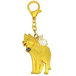 Windfall Glücksbringer Amulett Schlüsselanhänger Golden Fortune Hund und Kaninchen Schlüsselanhänger W5320 von fengshuisale