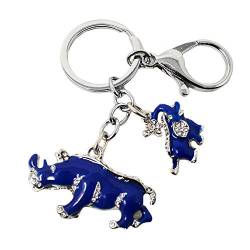 fengshuisale Feng Shui Blau Nashorn und Elefant Schutz Schlüsselanhänger Charm Amulett Handtasche zum Aufhängen W1041 von fengshuisale