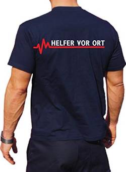 T-Shirt Navy, Helfer vor Ort mit roter EKG-Linie M von feuer1