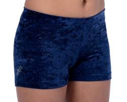 ff FISCHER Damen Turnhose Samtshorty Gymnastik Turn Shorts in wolkigem Samt Fitnesshose Sport 77134, Größe: 42, Farbe: Marine von ff FISCHER