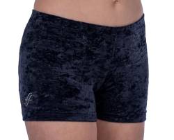 ff FISCHER Turnhose Damen Samtshorty Gymnastik Turn Shorts in wolkigem Samt Fitnesshose Sport 77134, Größe: 36, Farbe: Schwarz von ff FISCHER