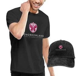 fghjfgdjhfd Herren T-Shirt und Kappe Schwarz,Tomorrowland Mens Funny T-Shirt and Baseball Cap Set, Short Sleeve T Shirt with Hat for Men Graphic Combination von fghjfgdjhfd