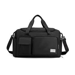 Ficyvlro Große Kapazität Reisetasche Frauen Duffle Bag mit Schuhfach Falten mit Trocken und Nass Separated Sport Gym Bag (Black) von ficyvlro