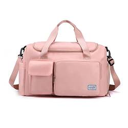 Ficyvlro Große Kapazität Reisetasche Frauen Duffle Bag mit Schuhfach Falten mit Trocken und Nass Separated Sport Gym Bag (Pink) von ficyvlro