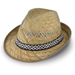 Erntehelfer Strohhut (Sonnenschutz) Damen & Herren | Sonnenhut im Trilby-Look | Hut aus Stroh für den Sommer am Strand und im Urlaub in Beige (53-XS) von fiebig