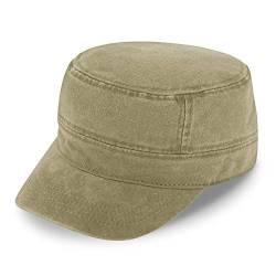 fiebig Army GI-Cap in Washed Cotton | Klassische Arbeitsmütze mit Klettverschluss | Militär Outdoor Kappe aus Baumwolle (One Size, Beige) von fiebig