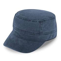 fiebig Army GI-Cap in Washed Cotton | Klassische Arbeitsmütze mit Klettverschluss | Militär Outdoor Kappe aus Baumwolle (One Size, Marineblau) von fiebig