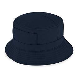 fiebig Fischerhut aus Baumwolle | Unisex Outdoorhut mit Taschen & Reißverschlussfach | Bucket Hat in vielen Farben & Größen (59-L, Marineblau) von fiebig