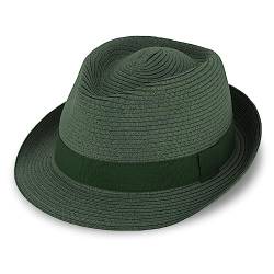 fiebig Jackson Trilby Papierhut mit farbigem Ripsband | Sonnenhut aus 100% Papier | Natur Sommerhut (59-L, Grün) von fiebig