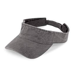 fiebig Juno Visor mit Klettverschuss | One Size Sommercap in vielen Farben aus 100% Baumwolle | Unisex Sommerkappe mit verstellbarem Innenband (One Size, Anthrazit-Washed) von fiebig