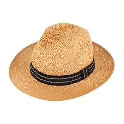 fiebig Papierhut Fedora mit Ripsband | Crushable Sonnenhut aus rollbarem Material (57-M, Beige) von fiebig