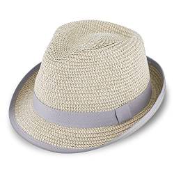 fiebig Trilby Papierhut mit Ripsband | Melange Sommerhut aus Papier | Crushable Sonnenhut (59-L, Hellgrau) von fiebig