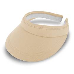 fiebig Visor | Schattenspender für das Gesicht | Clipvisor in One Size | In vielen Farben aus 100% Baumwolle | Sommerkappe mit Frotteeband Innenfutter | Sonnenschutz Schirmcap (beige) von fiebig