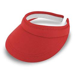 fiebig Visor | Schattenspender für das Gesicht | Clipvisor in One Size | In vielen Farben aus 100% Baumwolle | Sommerkappe mit Frotteeband Innenfutter | Sonnenschutz Schirmcap (rot) von fiebig