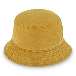 fiebig Washed Cotton Bucket Hat | Unisex Outdoorhut mit zweifarbiger Waschung | Fischerhut aus Baumwolle in vielen Farben & Größen (58-L, Maisgelb) von fiebig