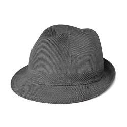 fiebig Westminster Cordhut | Trilby für Damen & Herren aus Baumwolle | Viele Farben und Größen | Fedora mit Kordgarnitur, Innenband & Mesh-Futter (57-M, Grau) von fiebig