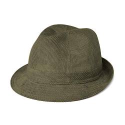 fiebig Westminster Cordhut | Trilby für Damen & Herren aus Baumwolle | Viele Farben und Größen | Fedora mit Kordgarnitur, Innenband & Mesh-Futter (59-L, Oliv) von fiebig