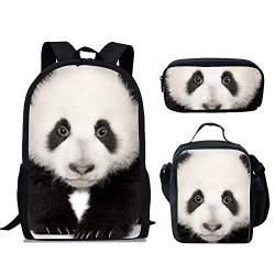 Belimode 3-in-1 Vorschulrucksack-Set mit Lunch-Tasche, Stiftebox für Kinder, Mädchen, Kaktusblumen, bedruckt, panda, Einheitsgröße, Tagesrucksäcke von fifbird