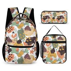 Leaves-Rucksack-Set für Kinder, 3-teilig, Teenager, Jungen, Schultasche mit Thermo-Lunchboxen, Stifthalter, Tt-24, Einheitsgröße, Tagesrucksäcke von fifbird