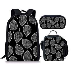 Rucksack-Set für Mädchen, Schule, Büchertasche, 3-teilig, niedliche Büchertaschen, 43,2 cm (17 Zoll), Laptoptasche, Lunchtaschen, Bleistifttaschen für Mädchen und Damen, Blatt 4 (3 Stück/Set, von fifbird