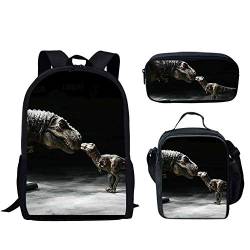 fifbird Coole Dinosaurier f Schulranzen 3er Set Schulrucksack Set Groß Umhängetasche mit Flaschenhalter Lunch Tasche Federmäppchen, Multi Mom und Ki, Einheitsgröße, Tagesrucksäcke, BAG3SET von fifbird