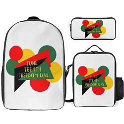 fifbird Juneteenth Since 1865 Celebrate Freedom Afican Rucksack-Set, 3-teilig, Rucksack-Set mit Lunchtasche, Federmäppchen, großes Fassungsvermögen, Juneteenth Sinc, Einheitsgröße, Tagesrucksäcke von fifbird