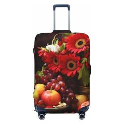 fifbird Kofferüberzug mit Erdbeer-Motiv, elastisch, waschbar, Größe M, Schwarz , L, Kofferabdeckung von fifbird